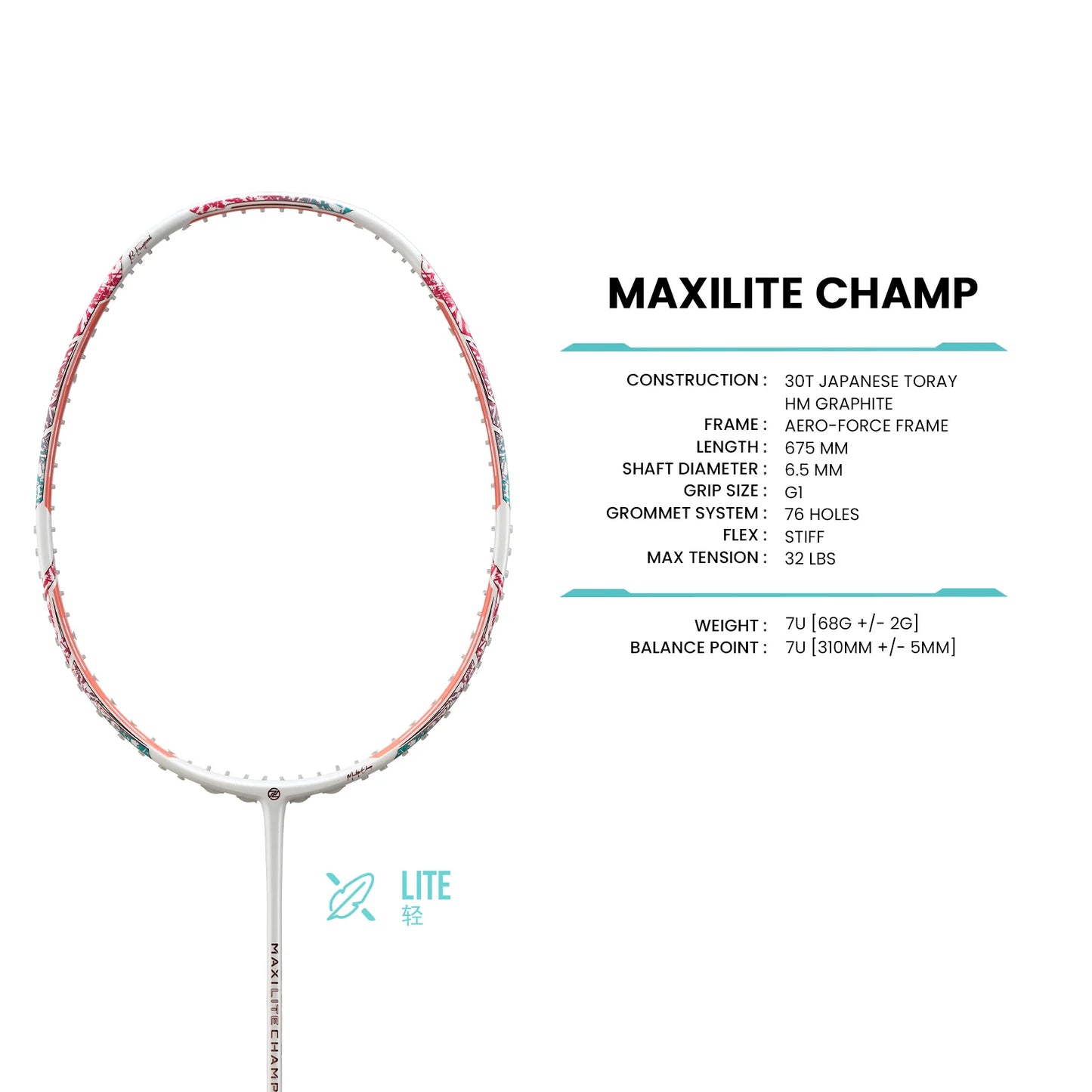 PROTECH MAXILITE CHAMP (7U) - WHITE