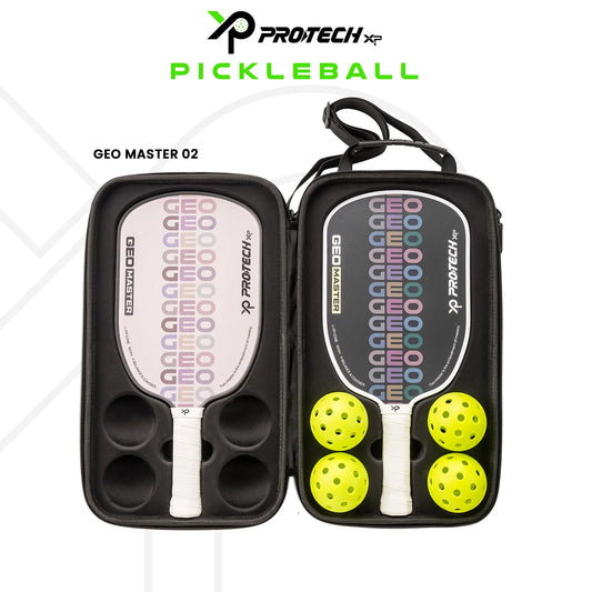 PROTECH GEO MASTER PICKLEBALL PADDLE (16mm)(2 Paddle/4 Ball/1 Sling Cover) - PINK/GREY