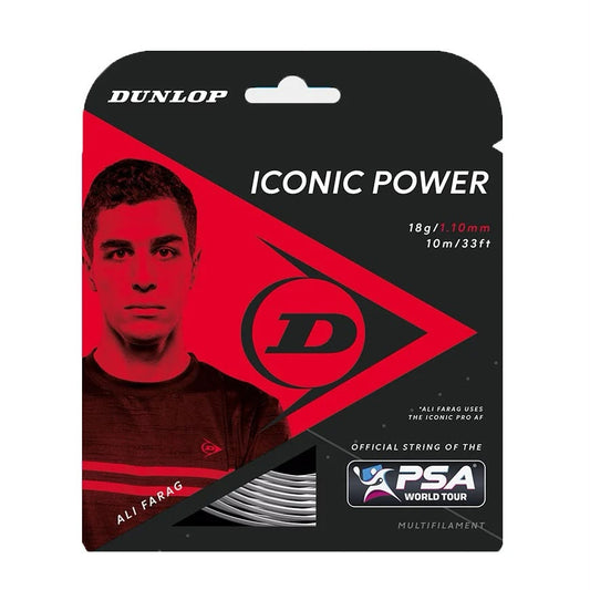 DUNLOP SQUASH STRING ICONIC POWER 18G - BLACK