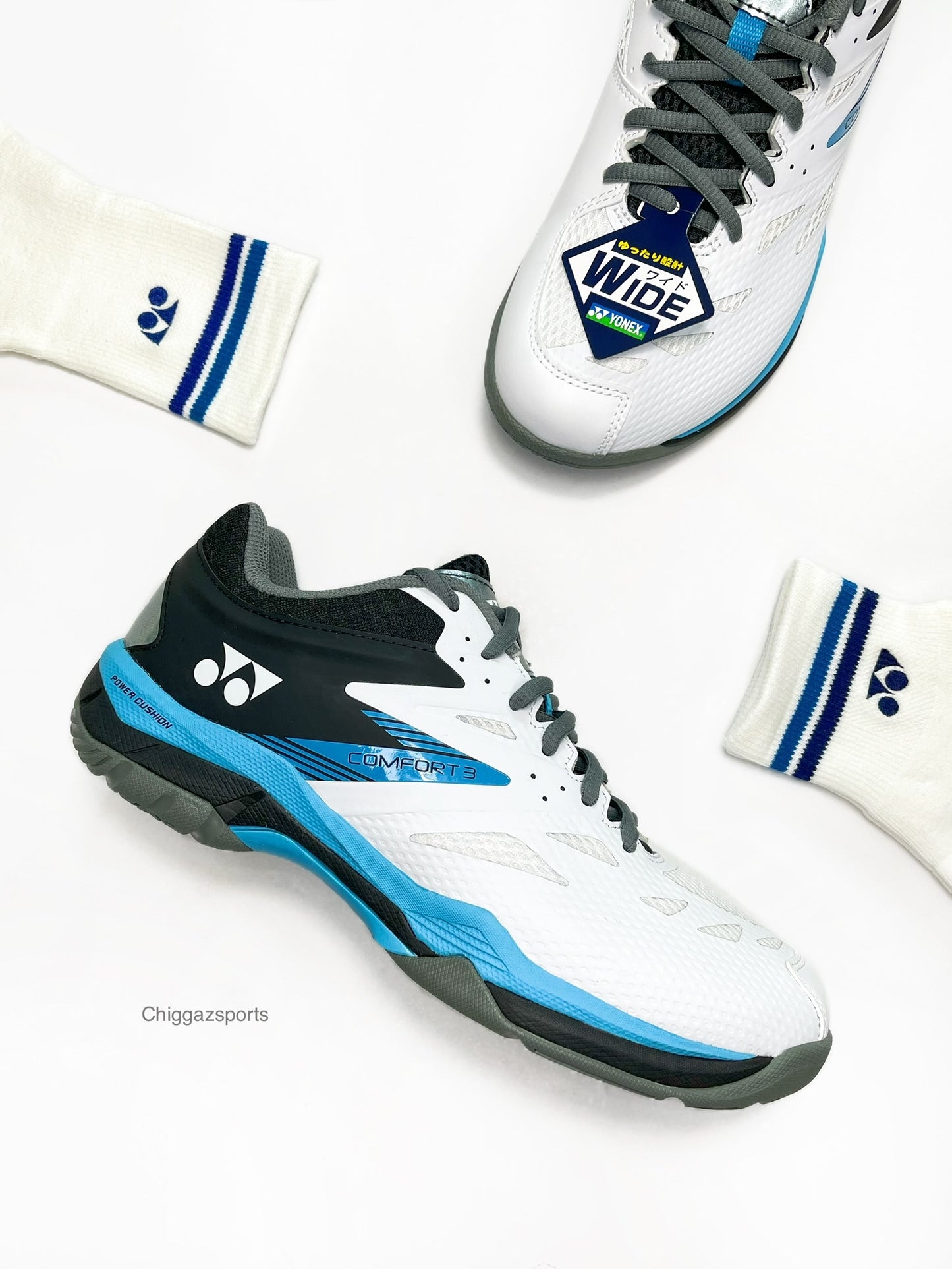 YONEX POWER CUSHION COMFORT 3 WIDE  WHITE TURQUOISE