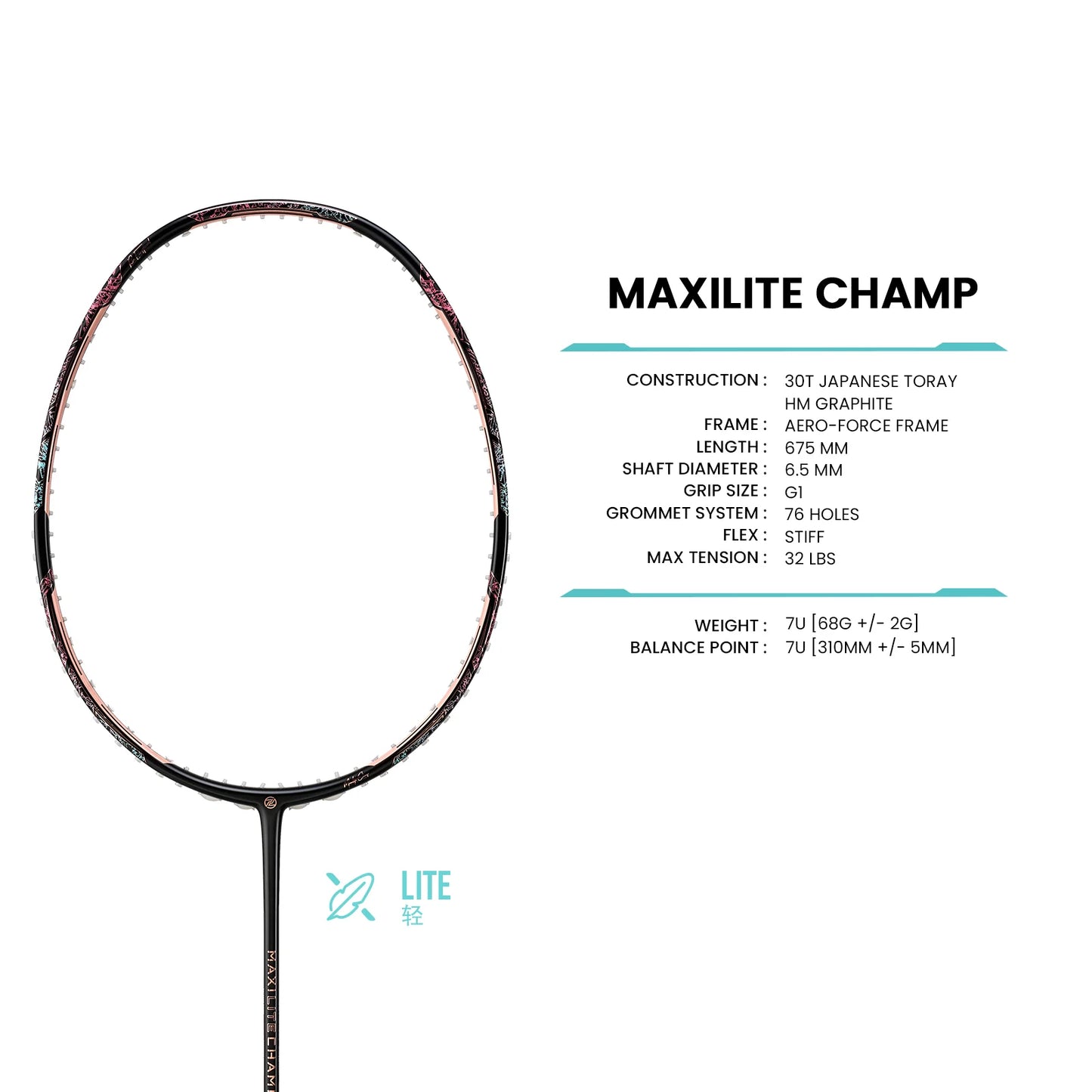 PROTECH MAXILITE CHAMP (7U) - BLACK