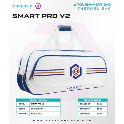 FELET FT SMART PRO V2 WHITE/NAVY TOURNAMENT BAG