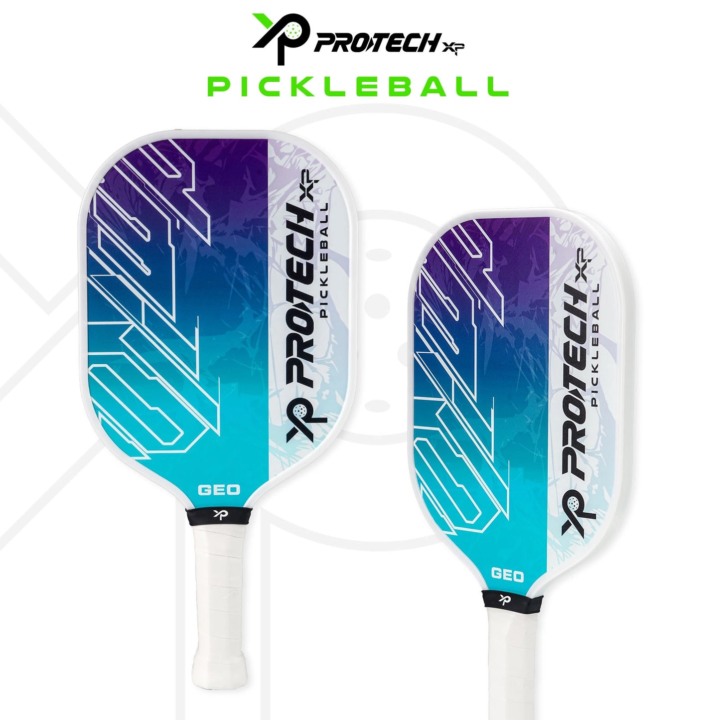 PROTECH PICKLEBALL PADDLE GEO (2 Protech Pickleball Paddles/4 Balls/1 Cover) - WHITE OCEAN
