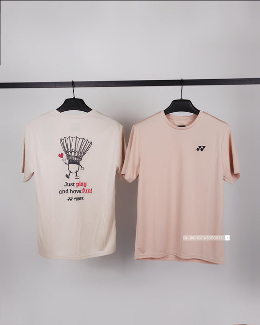 YONEX ROUND NECK SHIRT 2883 OAT MEAL / ROSE SMOKE