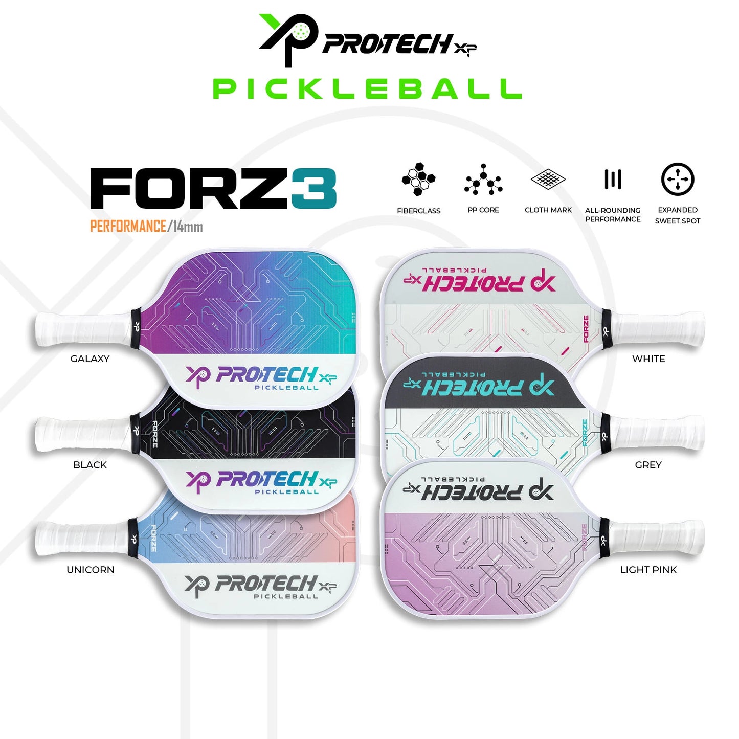 PROTECH PICKLEBALL PADDLE FORZE V3 (WITH COVER) - BLACK
